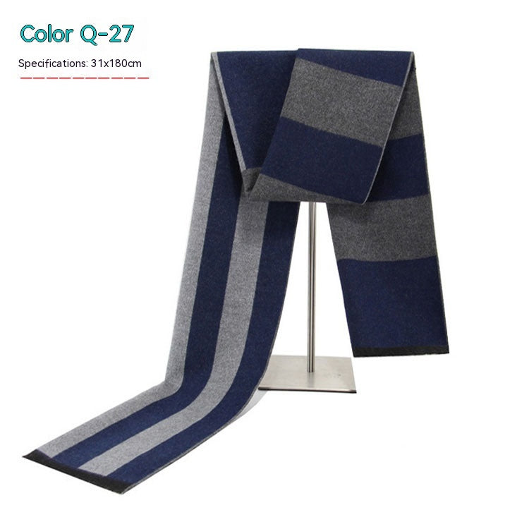 Men's Striped Winter Warm Artificial Cashmere Scarf For Men