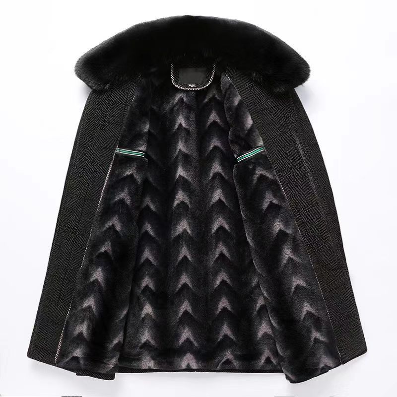 Men's Trench Coat Chenille Fleece-lined Woolen Coat