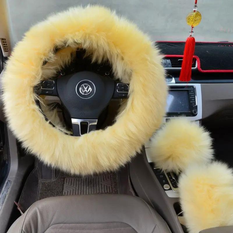 Three-piece wool steering wheel cover by GJG Denim