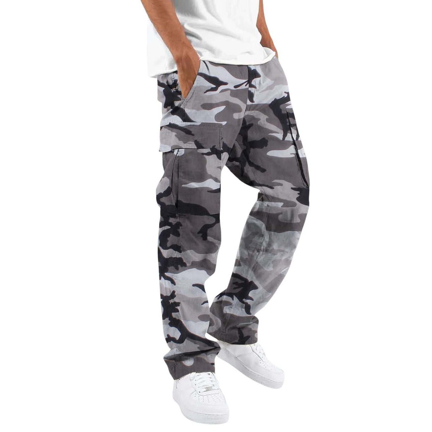 Fashion Camouflage cargo Men's Printing Fashion Outdoor Overalls Straight Rope Overalls Men's Clothing Men's Pants Casual