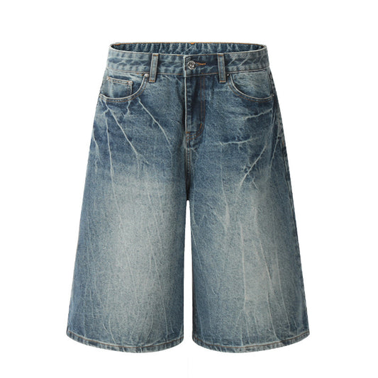 Summer New Denim Shorts Men's Casual Straight Loose