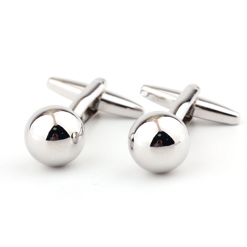 Silver Steel Ball Shape Metal Cufflinks For Men
