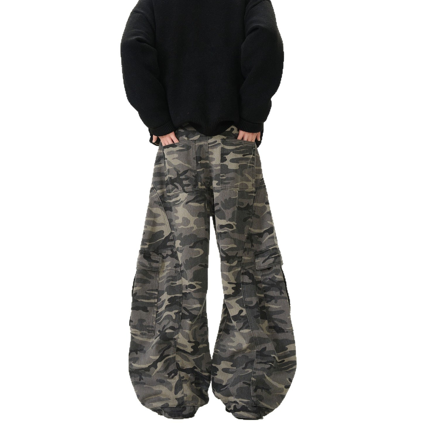 Men's Camouflage Loose Casual Retro Machete Jeans