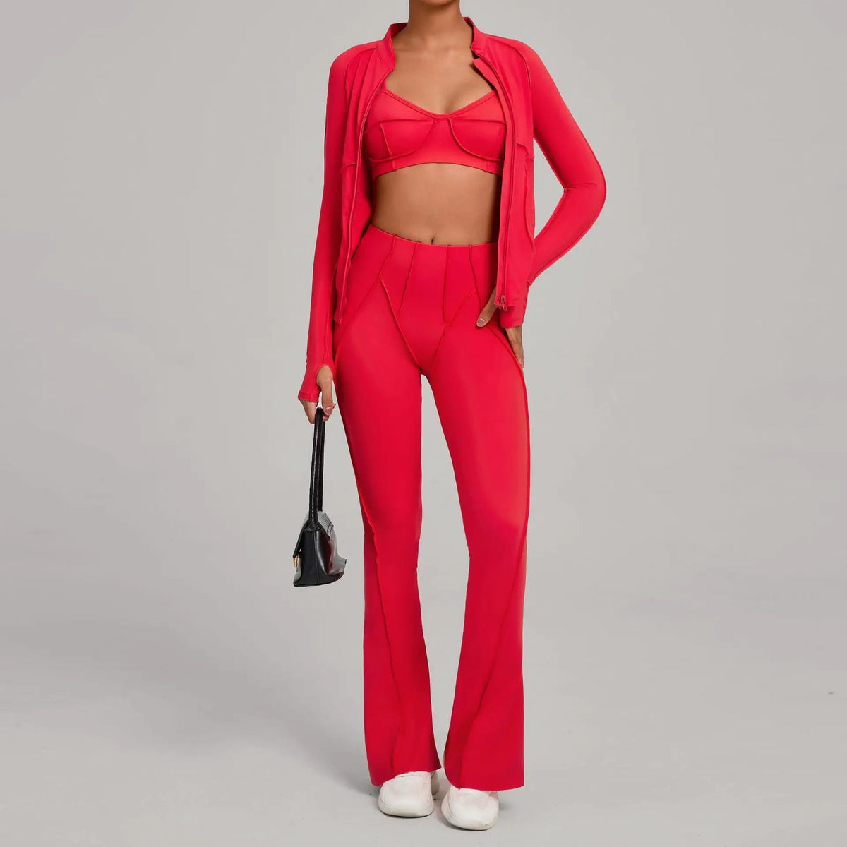 Women's Zip Up Top And Yoga Pants Set by GJG Denim