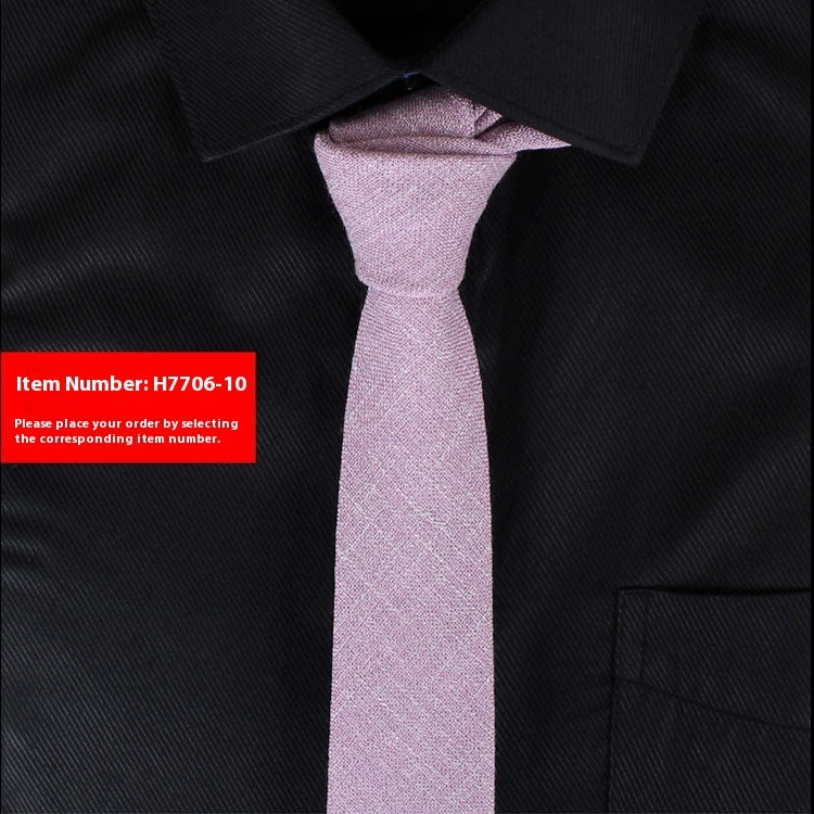 Solid Color Narrow Cotton Men's 6cm Tie
