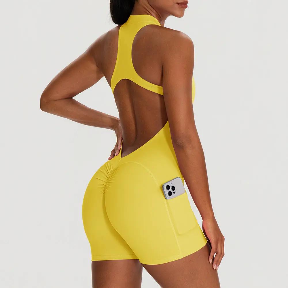 Tight-fitting Padded Peach-butt Fitness Bodysuit by GJG Denim