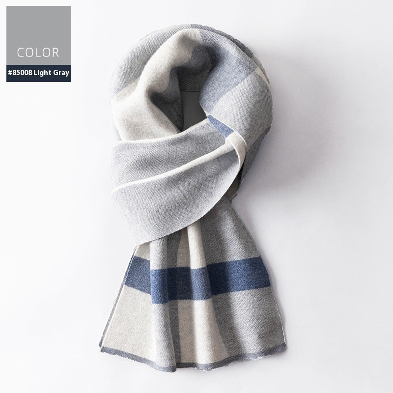 Men's Wool Winter Plaid Double-sided Scarf