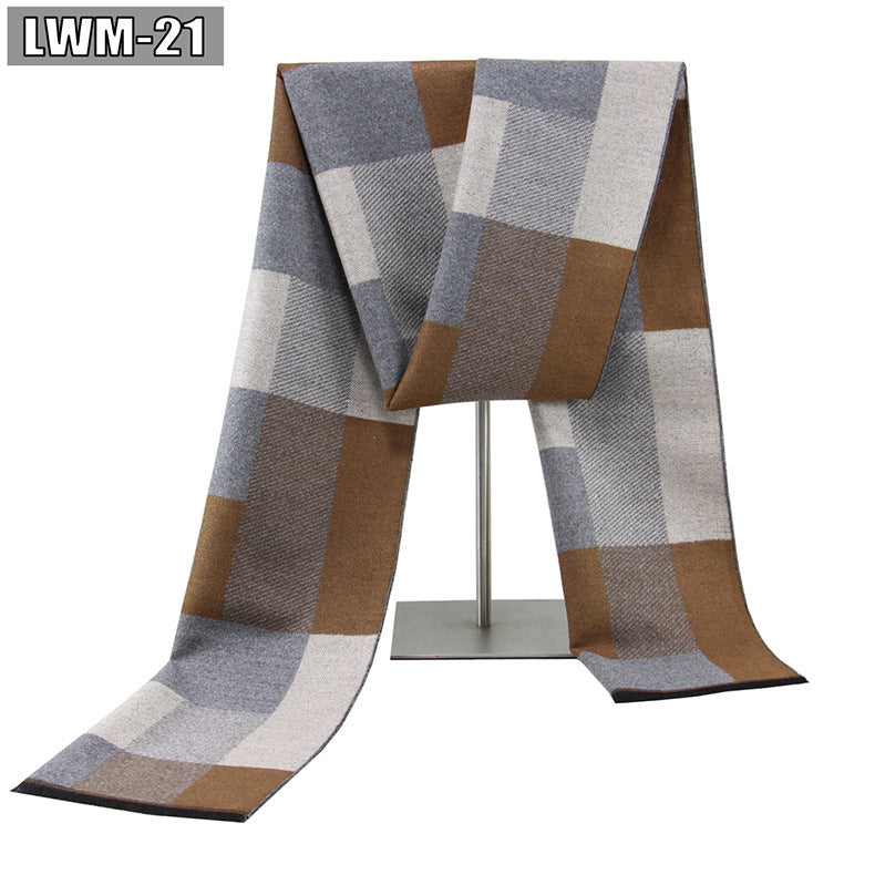 Men's Cashmere Autumn And Winter Business Plaid Scarf