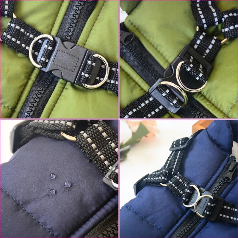 Waterproof Dog Clothes Winter Dog Coat With Harness Warm Pet Clothing Big Dog Jacket Chihuahua Labrador Coat Costume by GJG Denim