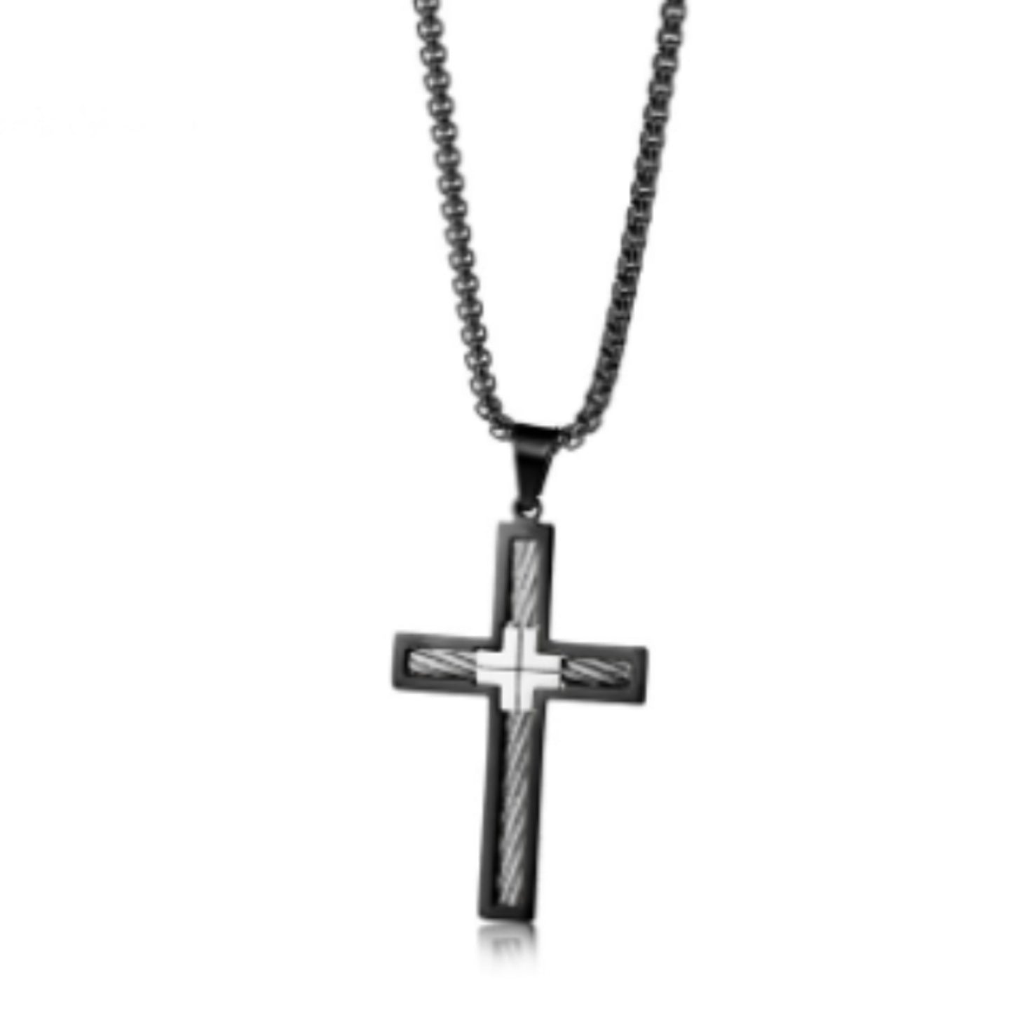 Men's Titanium Steel Wire Cross Necklace
