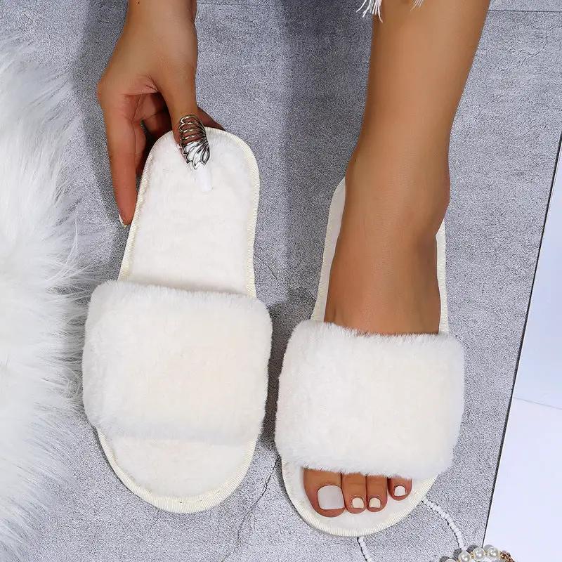 Women's Indoor Plush Flat Slippers by GJG Denim