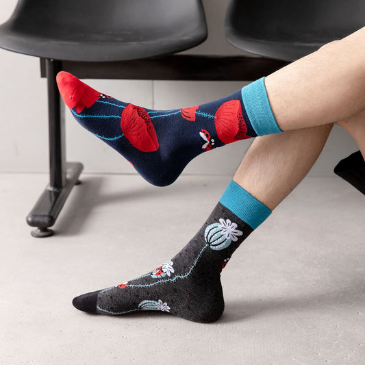 Men's Mid-calf Length Casual Cartoon Foot Socks