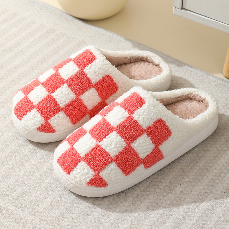 Men's Checkerboard Print Slippers