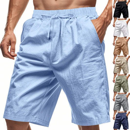 Men's Pants Loose Casual Linen Solid Color Shorts