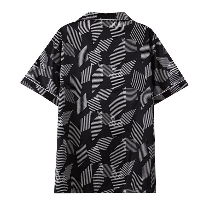 Men Ice Silk Double Short Suit Pajamas