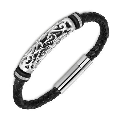 Stainless Steel Leather Bracelet For Men