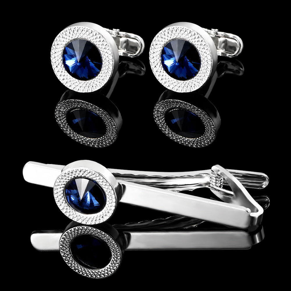 Men's Business Fashion Blue Crystal Zircon Cufflinks