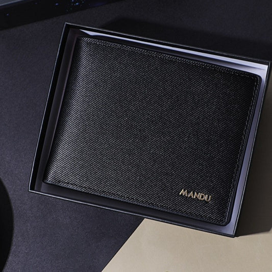 Men's PU Twill Short Anti-theft Swiping Multifunctional Wallet For Men