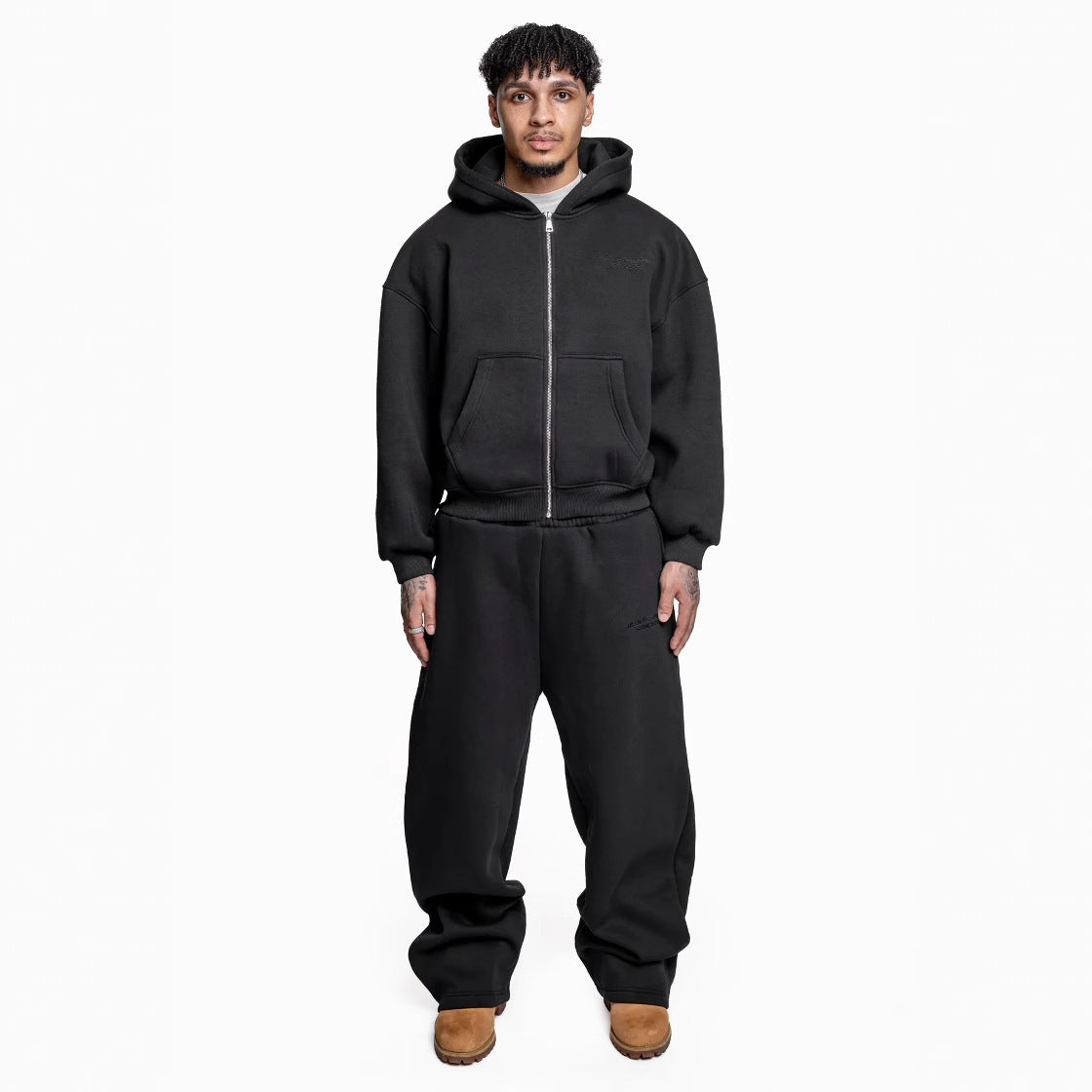 Street Fashion All-match Sweater Loose Straight Pants Set