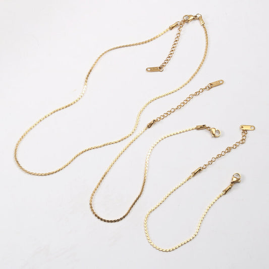 Titanium Steel Gold Plated Necklace Anklet Bracelets set