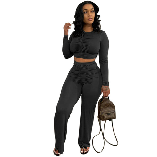 Long Sleeve Top Straight Leg Set