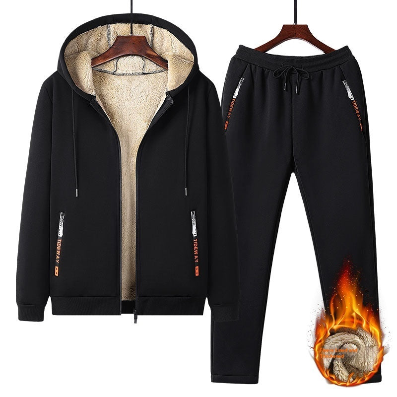 Winter Fleece-lined Thick Men's Sweatsuit
