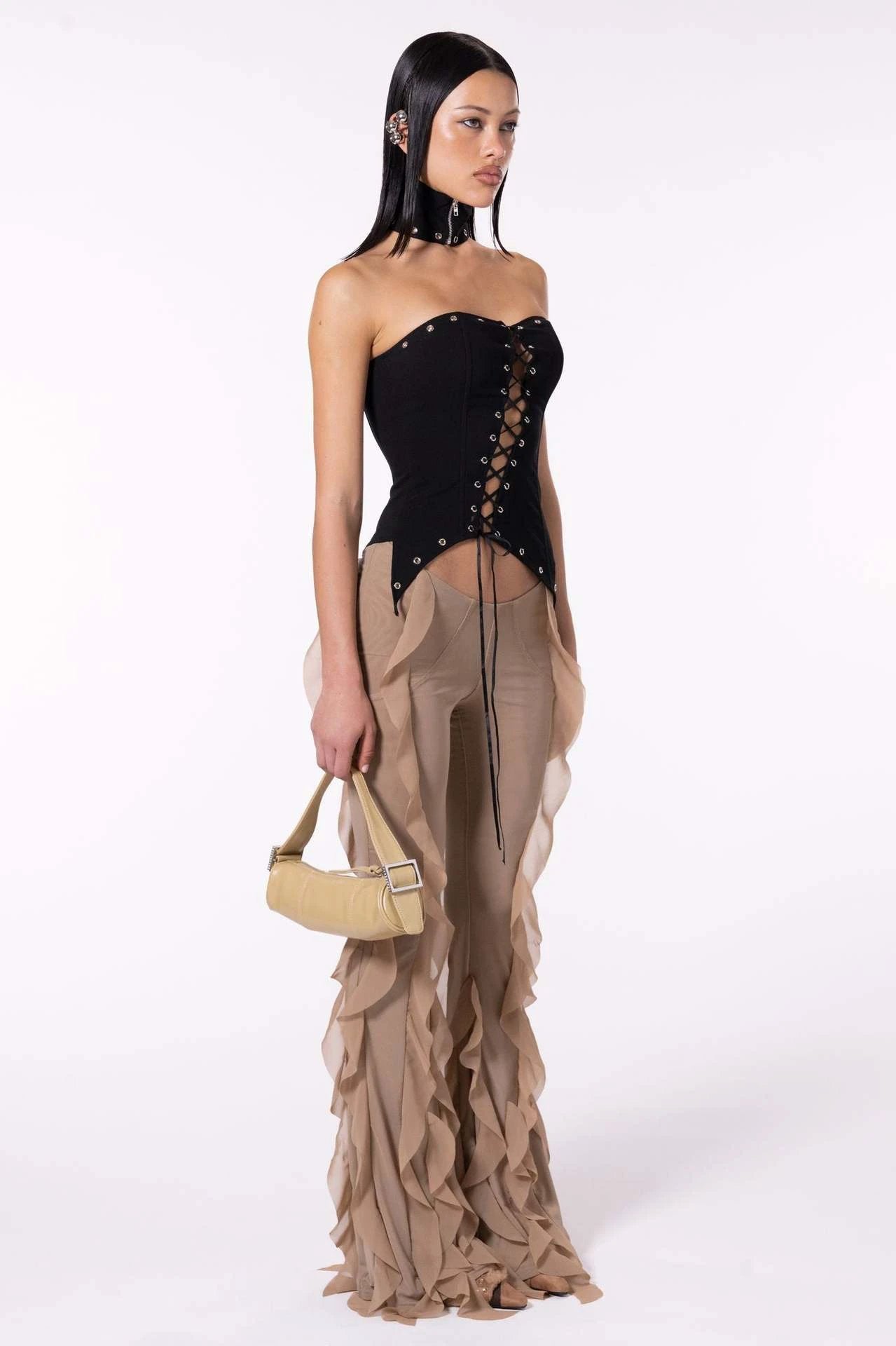 Ear Flying Pants Slim-fit Micro Flared Pants Women by GJG Denim