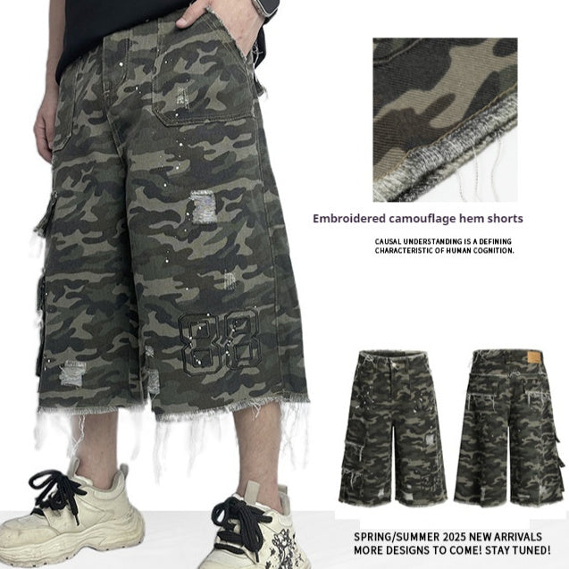 Camouflage Casual Wide Leg Shorts For Men