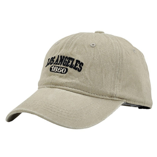 Men's Retro Washed Distressed "Los Angeles" Embroidered Peaked Cap
