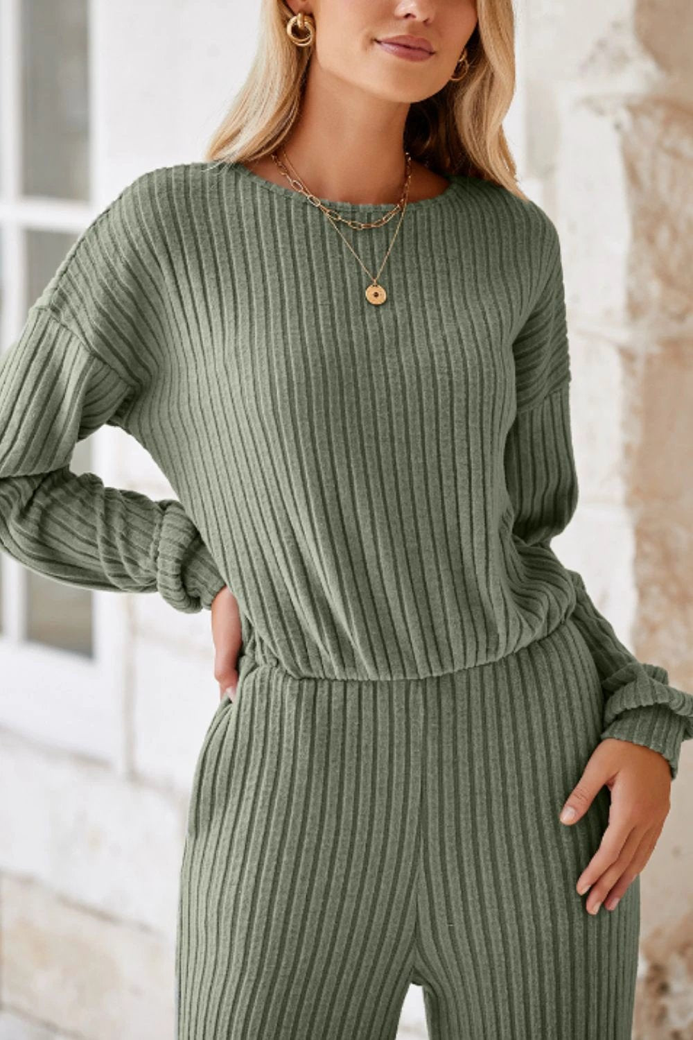 Round Neck Long Sleeve Jumpsuit by Lady Ros