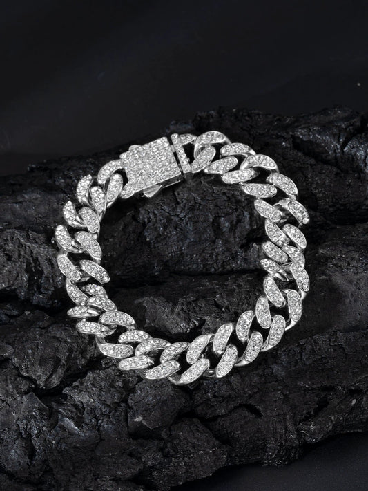Spring Buckle Cuba Bracelet Alloy Full Diamond by GJG Denim