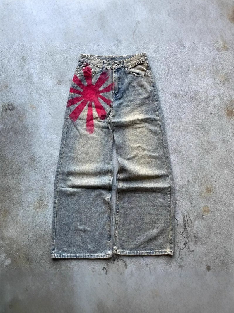 Men's Wide-leg Mopping Denim Jeans