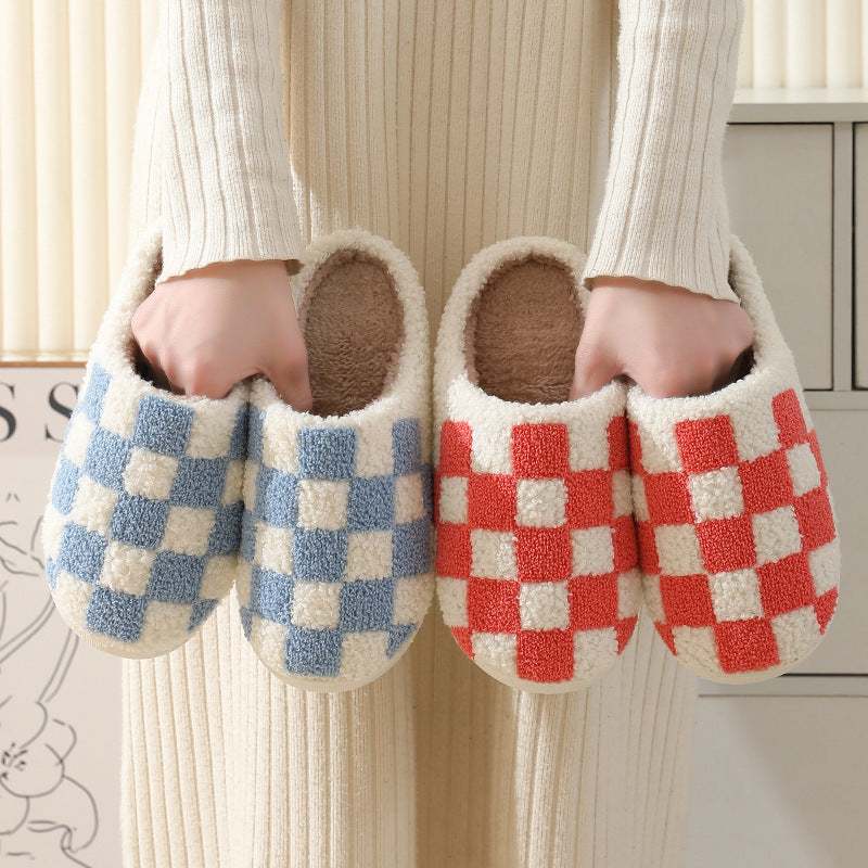 Men's Checkerboard Print Slippers