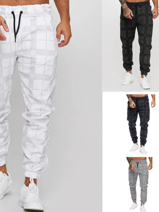 Men's Plus Size Plaid Drawstring Pants