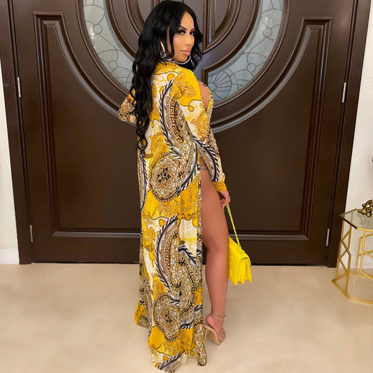 Long Sleeve cover up one piece Swimsuit set