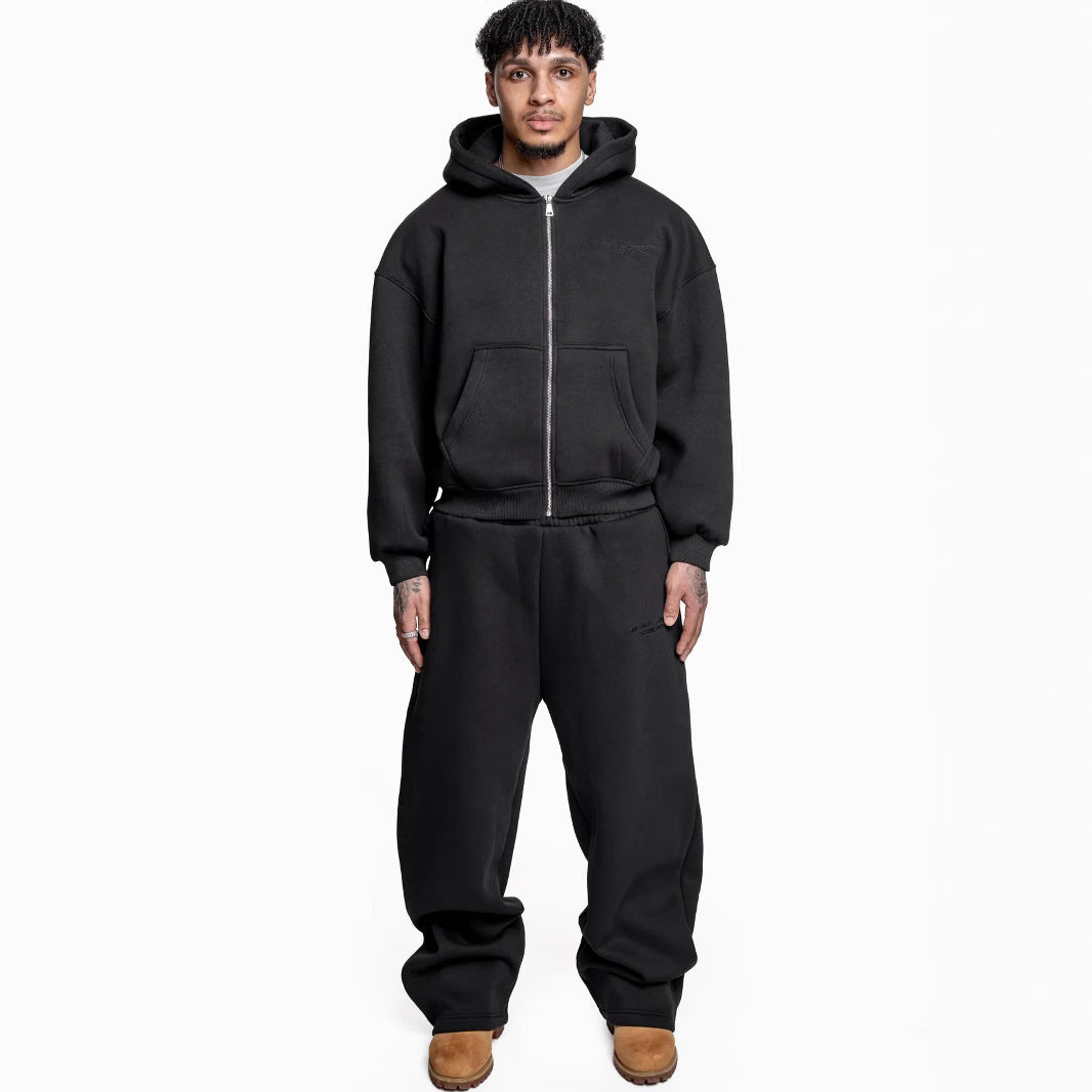 Street Fashion All-match Sweater Loose Straight Pants Set