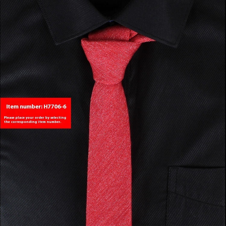 Solid Color Narrow Cotton Men's 6cm Tie