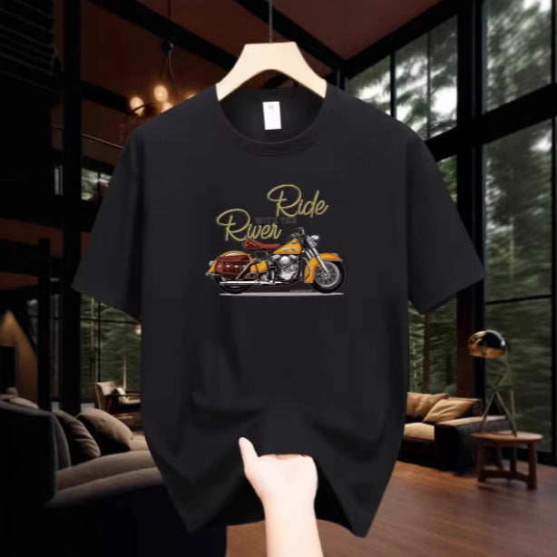 Men's Motorcycle Pattern Printed T-shirt