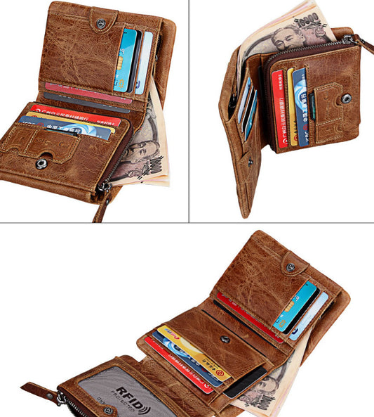 Retro Leather Wallet For Men Multiple Card Slots
