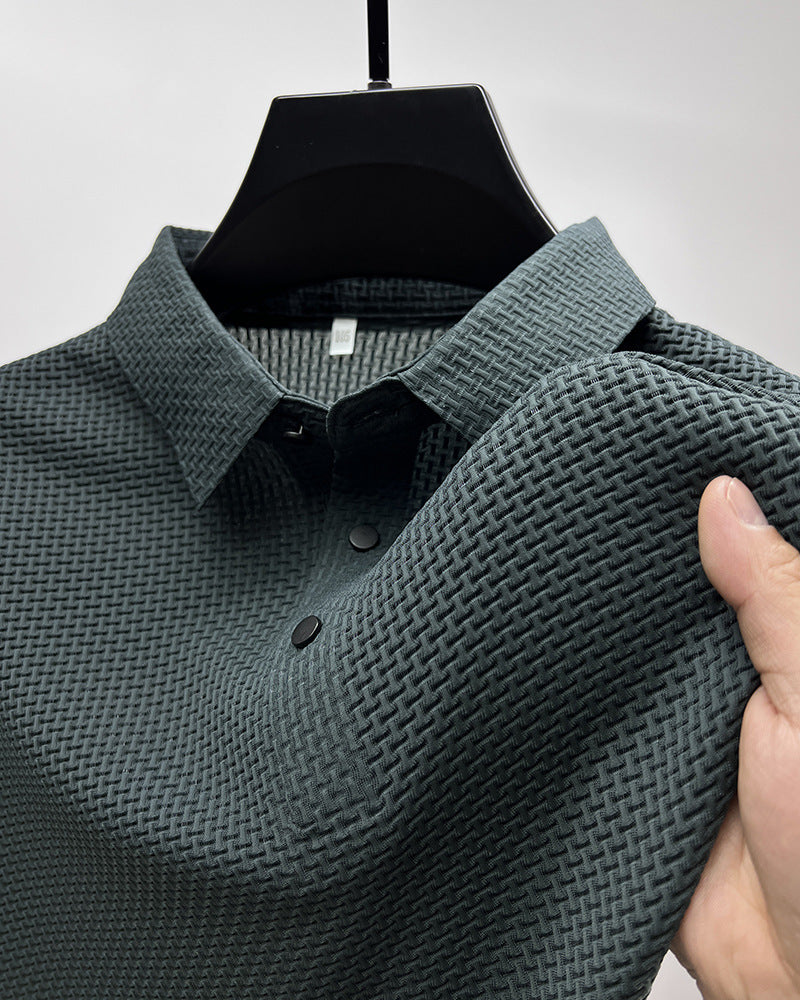 Mesh Ice Silk Short Sleeve Dress Shirt