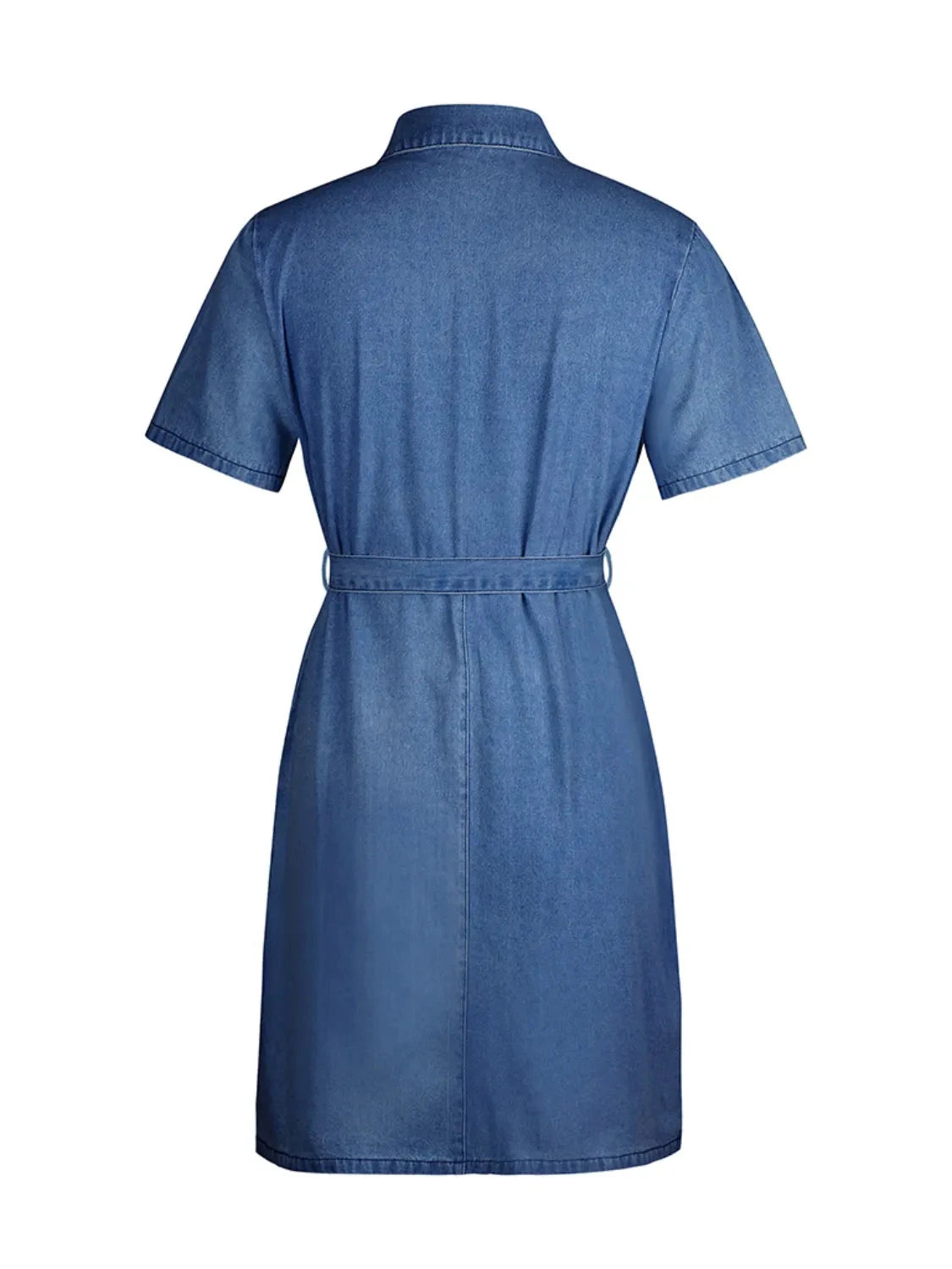 Full Size Zip Front Short Sleeve Denim Dress Plus Size by Lady Ros
