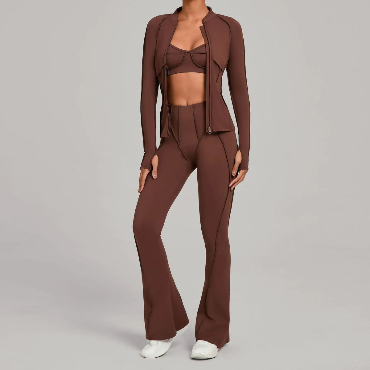 Women's Zip Up Top And Yoga Pants Set by GJG Denim