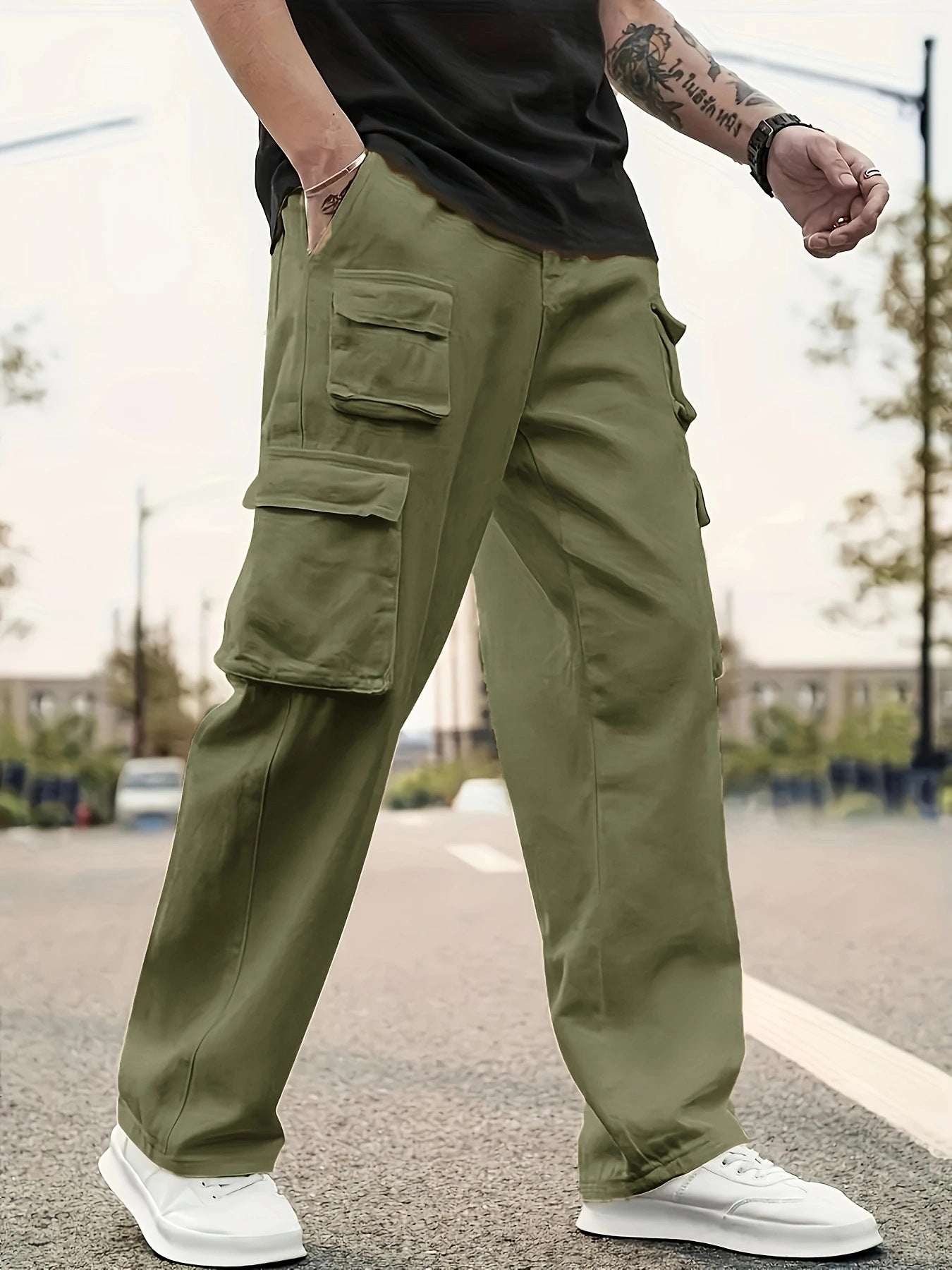 Men's Casual Cargo Pants Loose