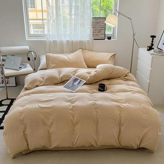 Solid Color Super Soft Washed Cotton Duvet Cover Four-piece Set by GJG Denim