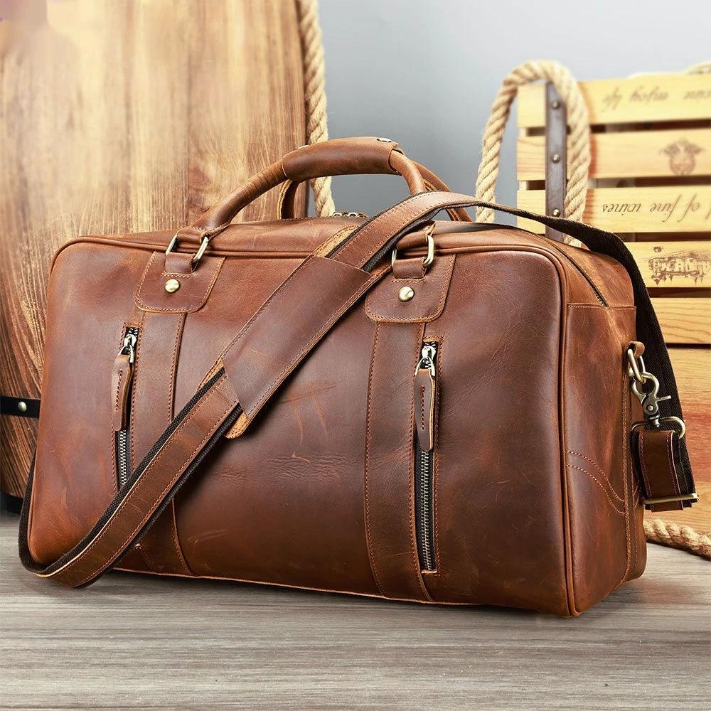 Retro Short-distance Travel Bag Genuine Leather Men by Social Buzz eSIMs
