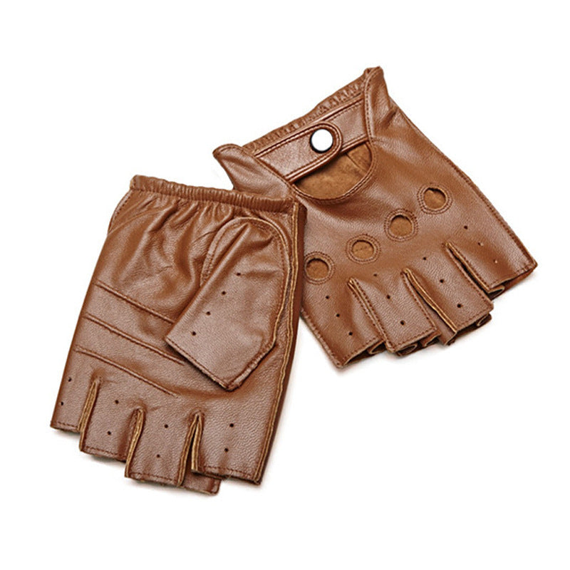 Men's Winter Sheepskin Half Finger Gloves