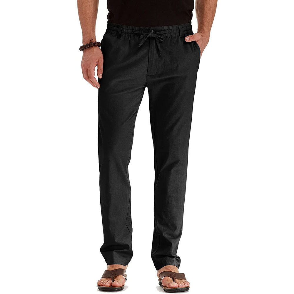 Me's Business Casual Loose Large Size Elastic Waist With Solid Color Pants