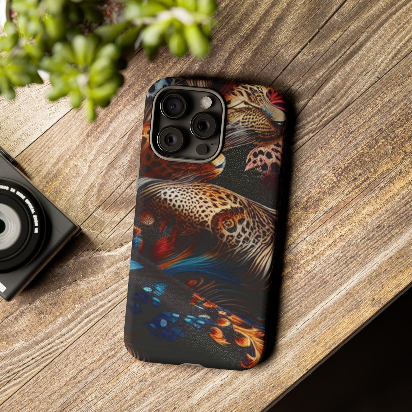Stylish Tough Phone Case with Elegant Black and Gold Design