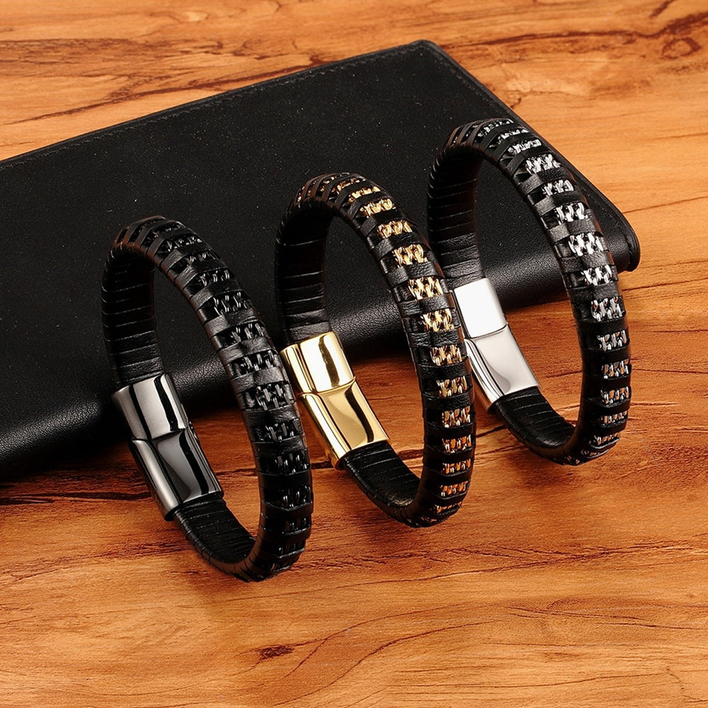 Men's Stainless Steel Multi-leather Rope Bracelets