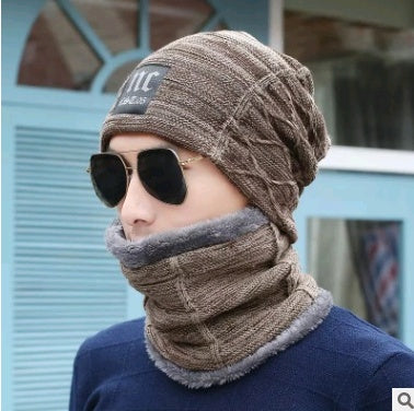 Men's Knitted Beanie and Neck Warmer Set